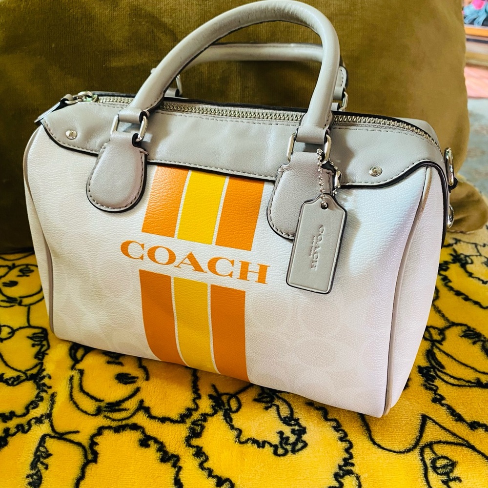 Coach Cream and Orange Satchel